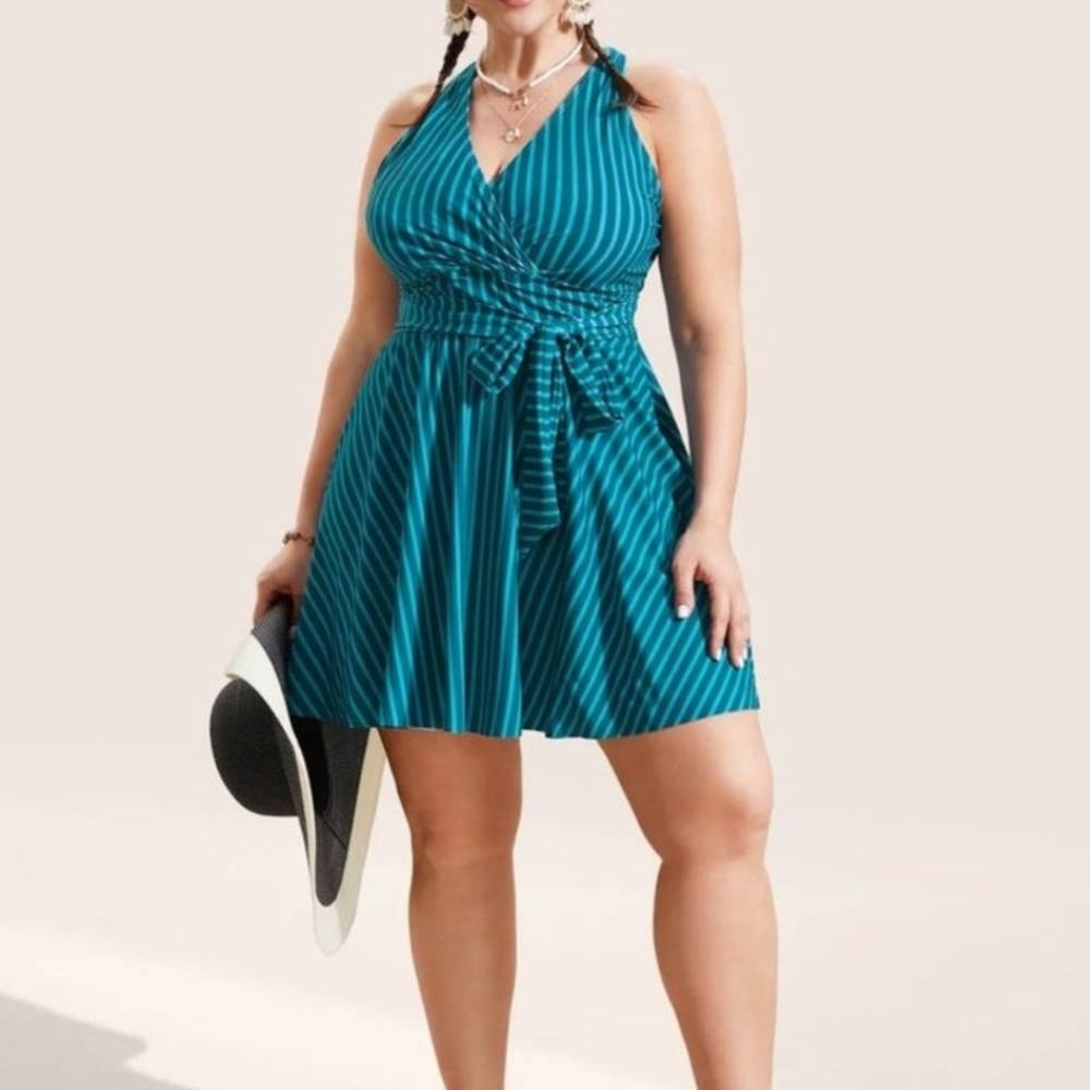 BloomChic Teal Halter One Piece Swimsuit